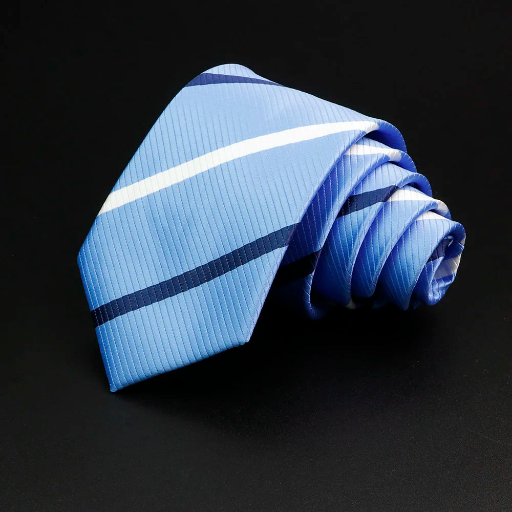 Nueva corbata clásica de rayas para hombre de 7 cm, jacquard, roja, azul, verde, corbata para uso diario, vestido de fiesta de boda, accesorios, regalo para hombre