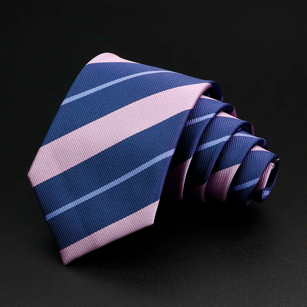 Nueva corbata clásica de rayas para hombre de 7 cm, jacquard, roja, azul, verde, corbata para uso diario, vestido de fiesta de boda, accesorios, regalo para hombre