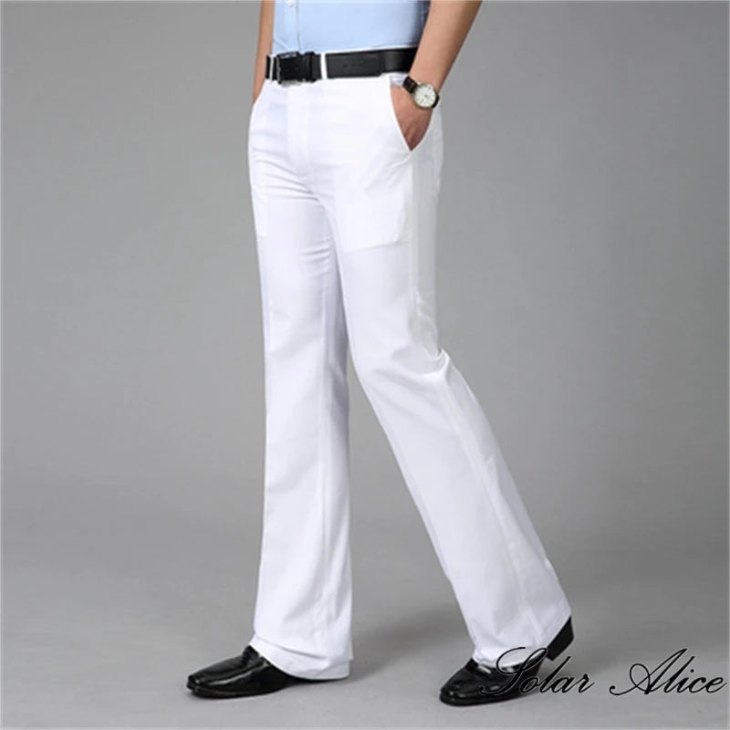 Pantalon décontracté micro-évasé taille moyenne pour homme — botte d'affaires, coupe cloche, 4 saisons, 2024