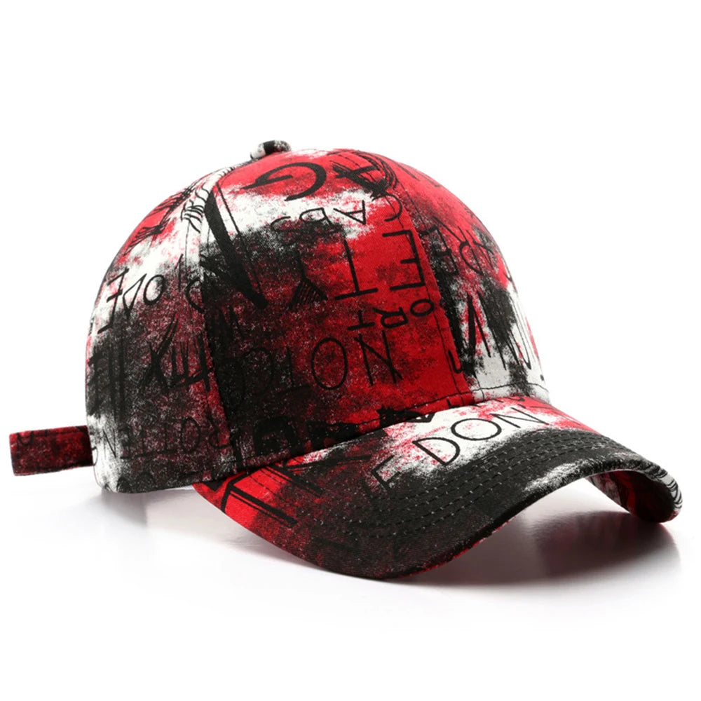 Casquette de baseball noir et rouge graffiti — snapback, hip-hop, trucker, streetwear (v2)