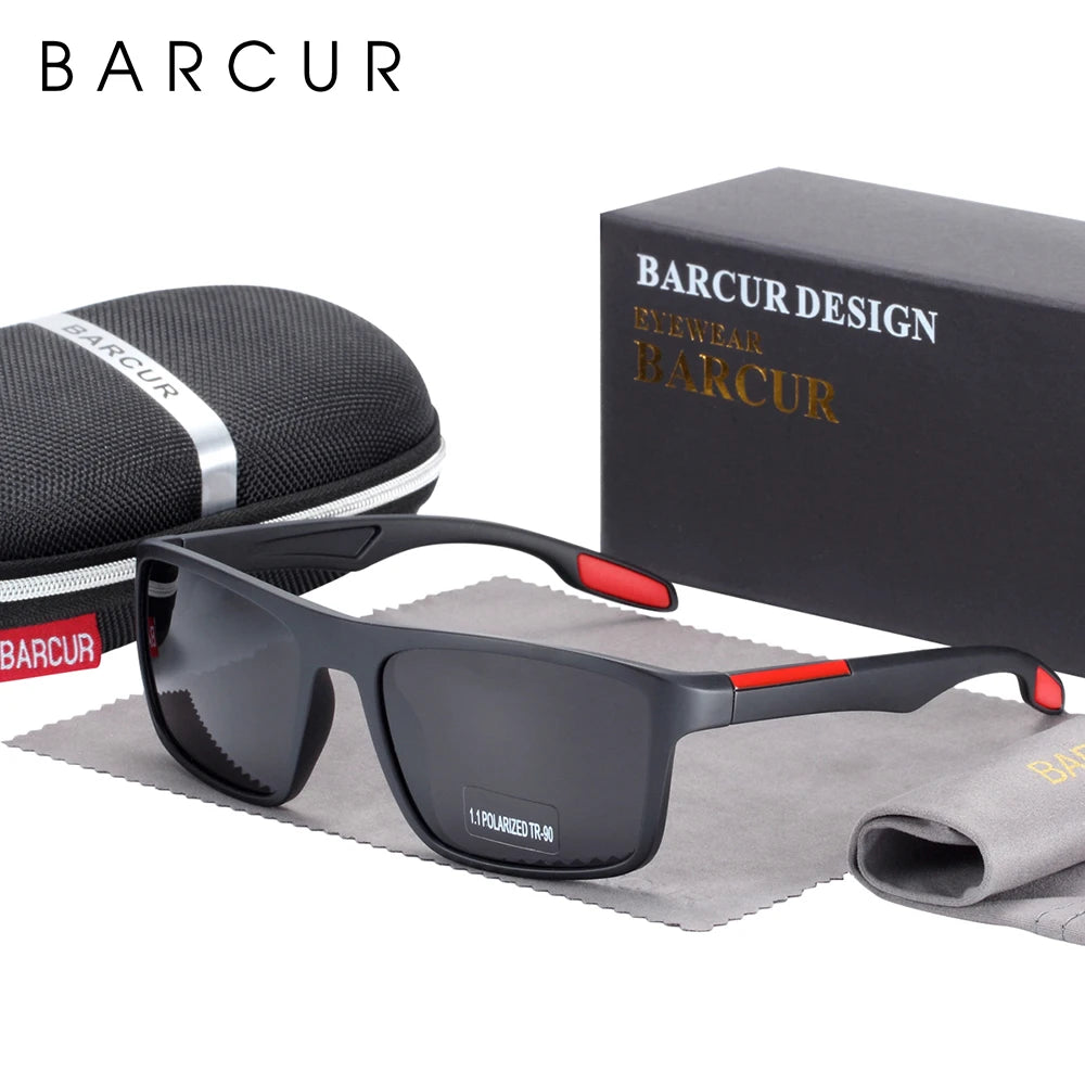 BARCUR Polarized Sunglasses Men TR90 Ultralight Vintage Sunglasses for Women Square Glasses Oculos Sunglasses for Women