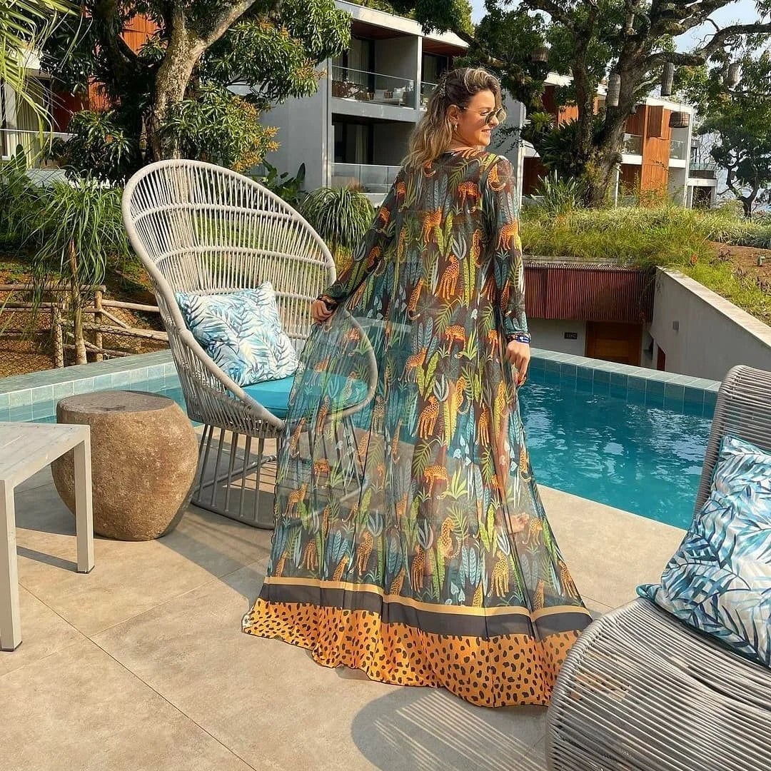 Blue Eyes Bikini Cover-Up, Tuniques de plage, Long Kaftan, Robe de plage, Sarong, Maillots de bain