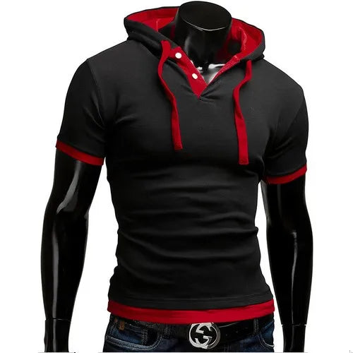 T-shirt Homme 2026 Été Slim Fitness à Capuche Manches Courtes – Camisa Masculina Sportswear T-Shirt Slim Homme 3XL