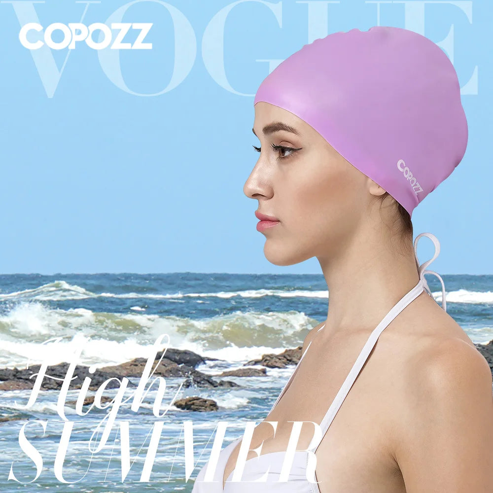 Copozz hommes élastique chapeau de natation grande taille vêtements de natation professionnel adultes imperméable chapeau de natation Silicone bonnets de natation