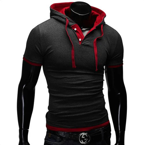 T-shirt Homme 2026 Été Slim Fitness à Capuche Manches Courtes – Camisa Masculina Sportswear T-Shirt Slim Homme 3XL