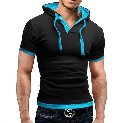 T-shirt Homme 2026 Été Slim Fitness à Capuche Manches Courtes – Camisa Masculina Sportswear T-Shirt Slim Homme 3XL