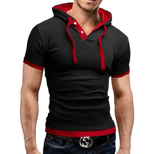 T-shirt Homme 2026 Été Slim Fitness à Capuche Manches Courtes – Camisa Masculina Sportswear T-Shirt Slim Homme 3XL
