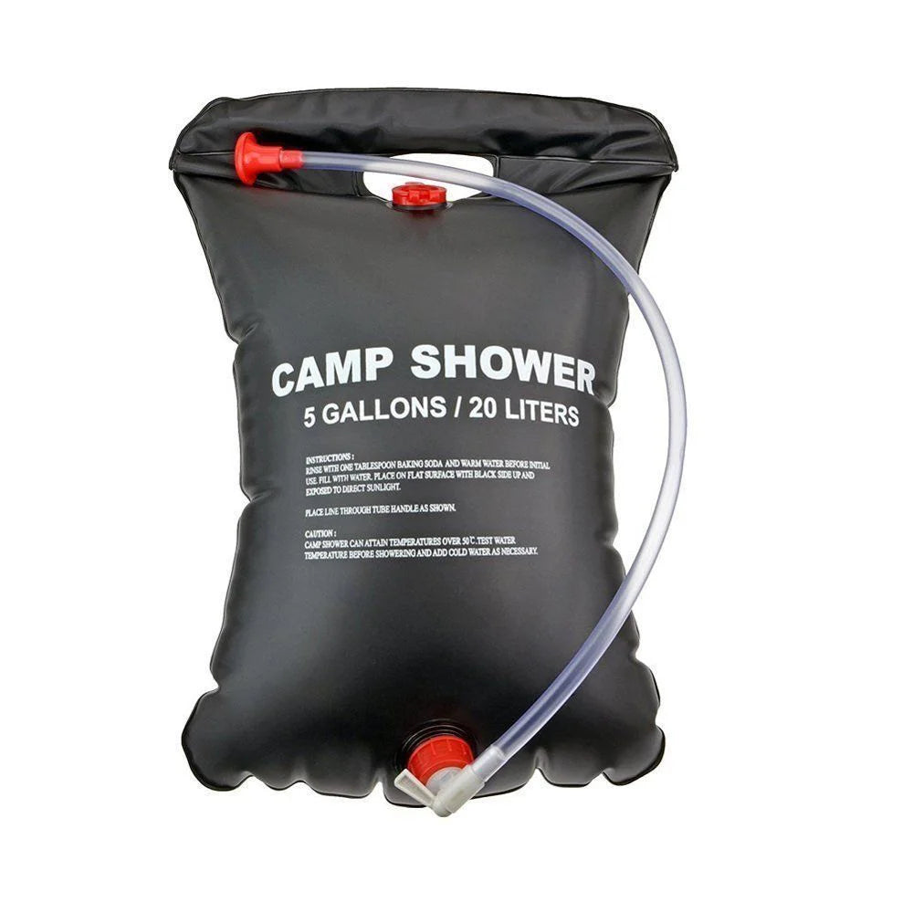 Sac de douche portable 20L pour camping, voyage en plein air, randonnée, barbecue, cyclisme, plage, natation, sac de bain chauffé au soleil