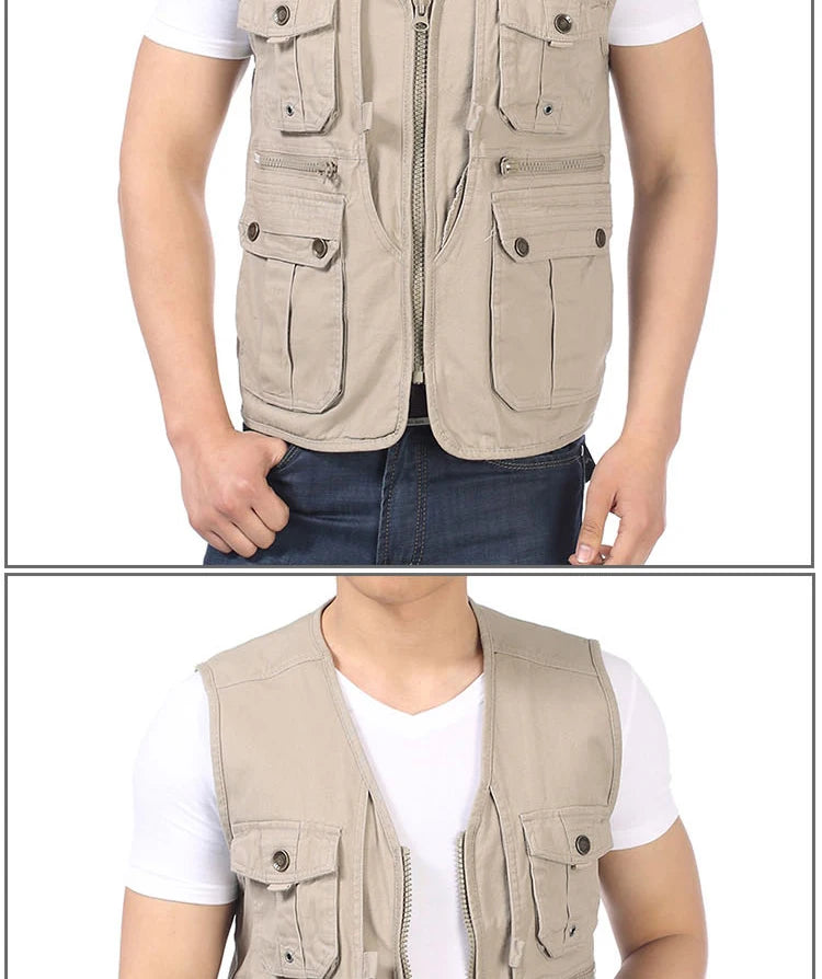 Gilet à col en V avec poches multifonctions pour hommes, gilets de loisirs pour hommes, gilets à chevrons, design décontracté, 4XL, printemps et automne