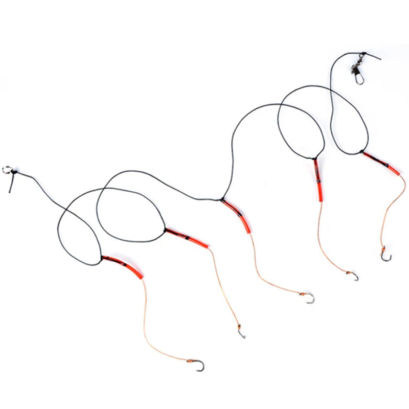 KMRESA hameçons de pêche en acier à haute teneur en carbone avec 5 petits crochets plates-formes leurres de pêche pivotants Pesca leurre crochets de ficelle 5 # -14 #