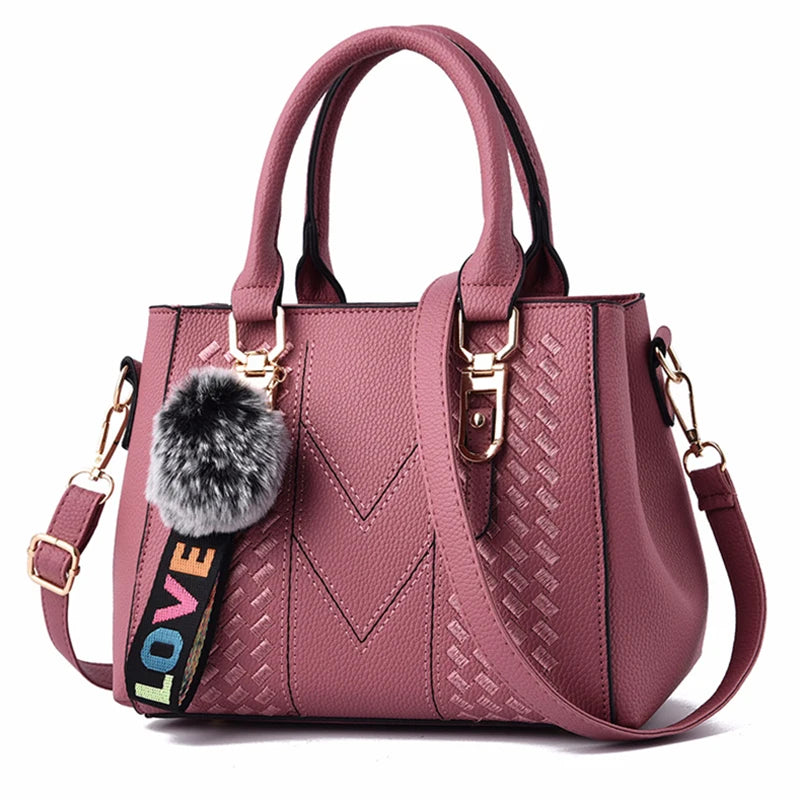 Sacs de messager brodés femmes sacs à Main en cuir sacs pour femmes Sac à Main dames boule de cheveux Sac à Main