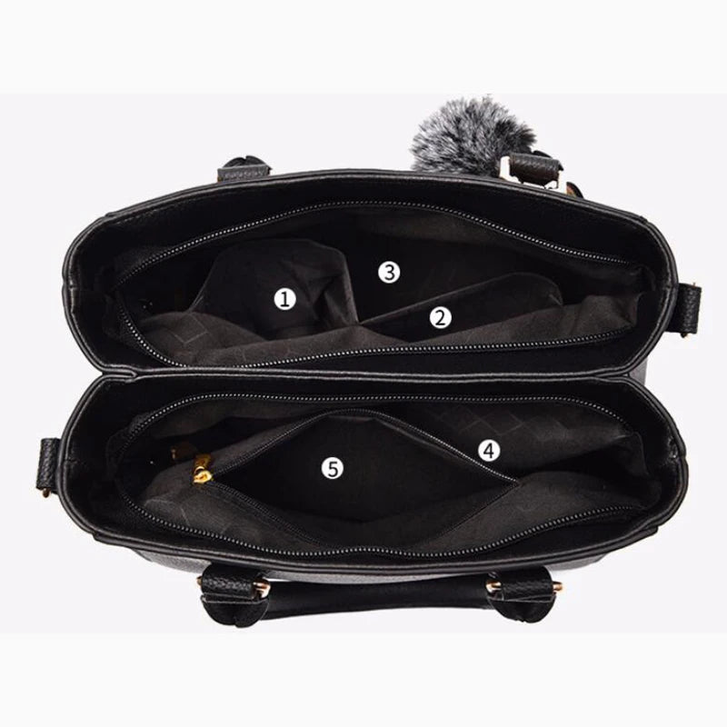 Sacs de messager brodés femmes sacs à Main en cuir sacs pour femmes Sac à Main dames boule de cheveux Sac à Main
