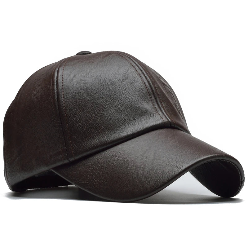 Casquette de baseball en cuir PU pour homme — chapeau d'hiver, nouvelle collection