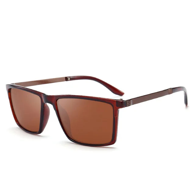 Psacss - Gafas de sol polarizadas cuadradas para hombre, lentes de conducción, de alta calidad, retro, UV400