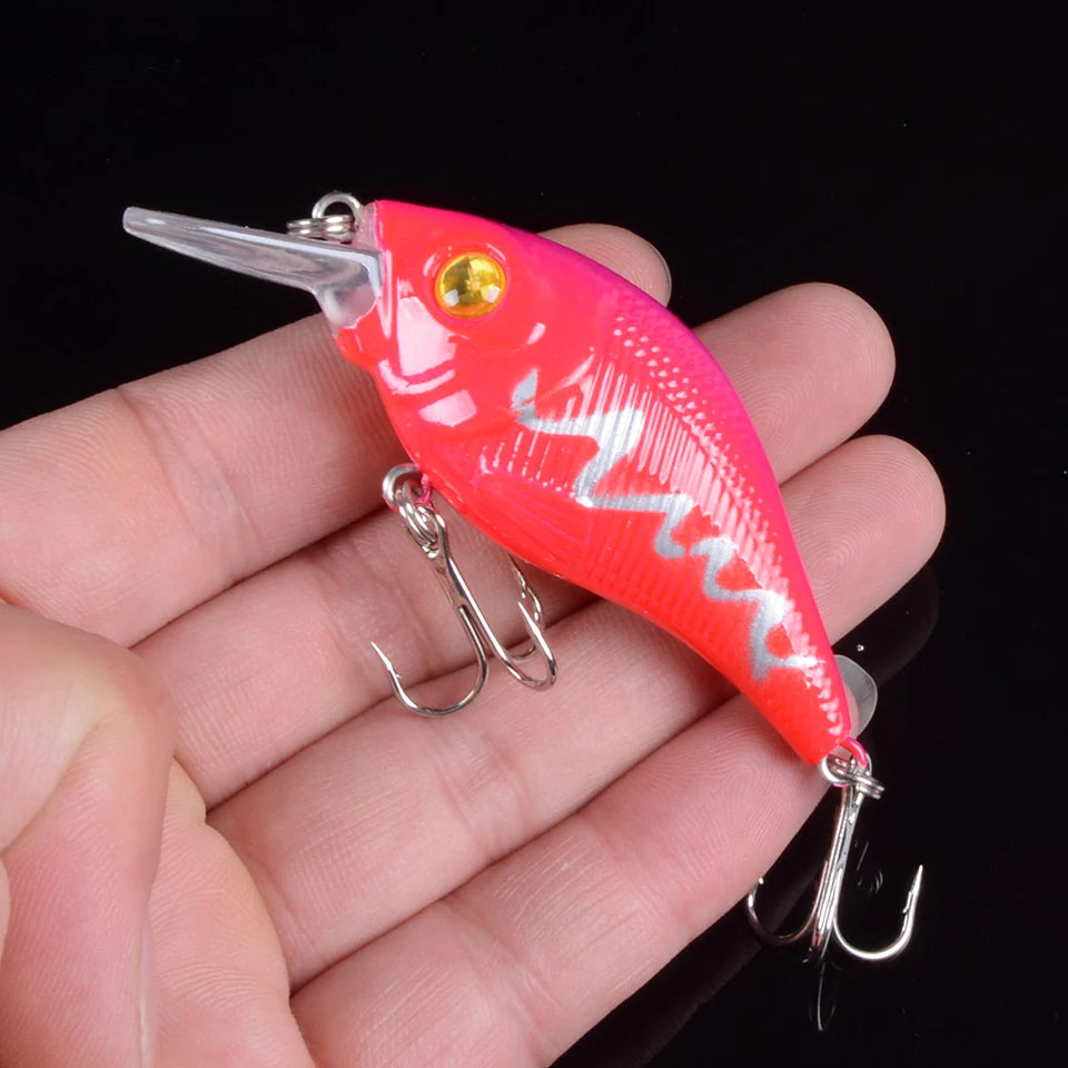1 pièces 7.5 cm 10.2g dur VIB leurres pêche méné appât triple crochets coulant manivelle Wobblers matériel de pêche 3DEyes