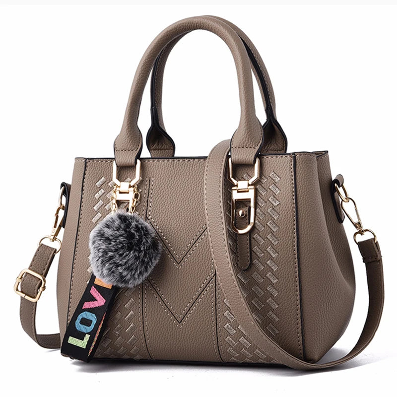 Sacs de messager brodés femmes sacs à Main en cuir sacs pour femmes Sac à Main dames boule de cheveux Sac à Main