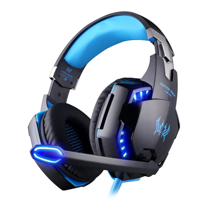 KOTION EACH Gaming Headset Deep Bass Stereo Gaming Headphones with LED Light Microphone for PS4 Laptop PC Gamer