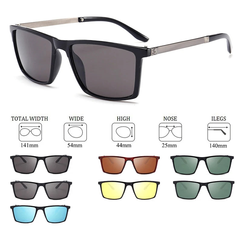 Psacss - Gafas de sol polarizadas cuadradas para hombre, lentes de conducción, de alta calidad, retro, UV400