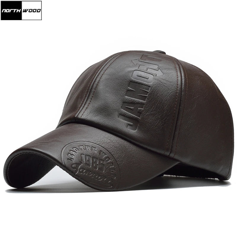 Casquette de baseball en cuir PU pour homme — chapeau d'hiver, nouvelle collection