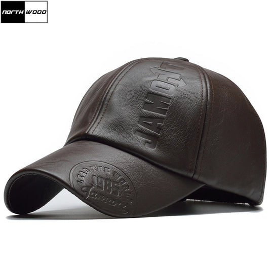 Casquette de baseball en cuir PU pour homme — chapeau d'hiver, nouvelle collection