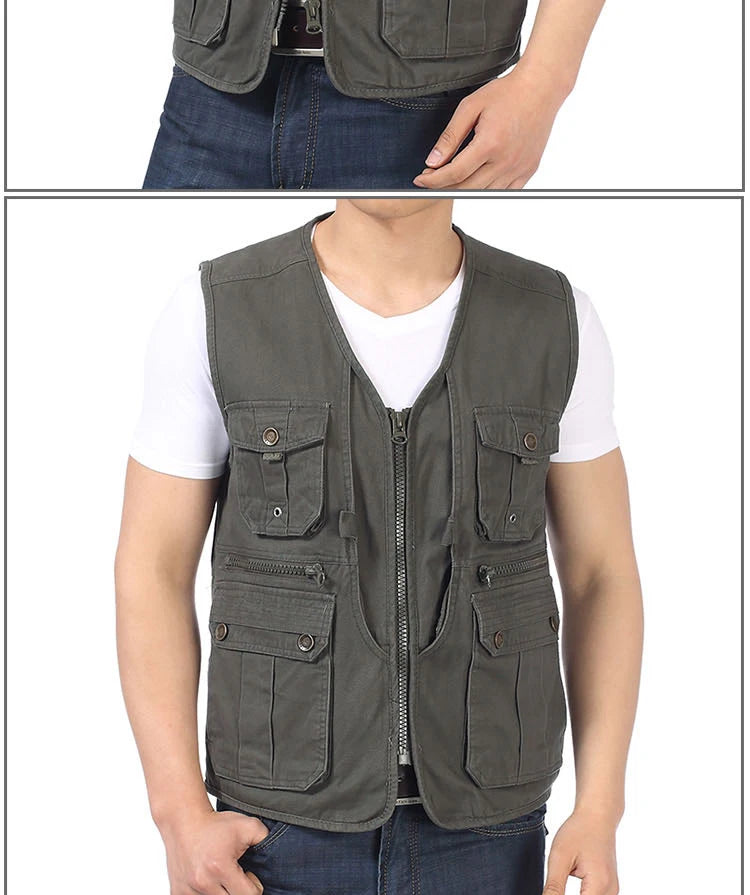 Gilet à col en V avec poches multifonctions pour hommes, gilets de loisirs pour hommes, gilets à chevrons, design décontracté, 4XL, printemps et automne