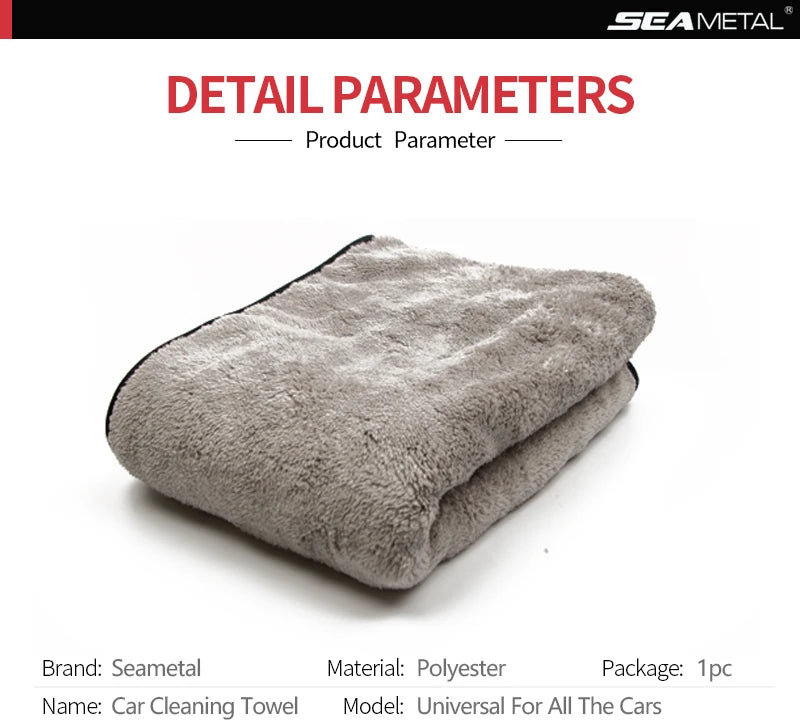 Serviette de lavage auto en microfibre super absorbante — nettoyage et séchage, multifonctionnelle