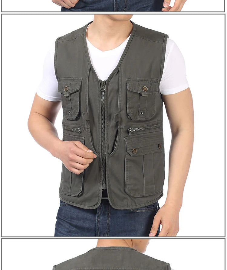 Gilet à col en V avec poches multifonctions pour hommes, gilets de loisirs pour hommes, gilets à chevrons, design décontracté, 4XL, printemps et automne
