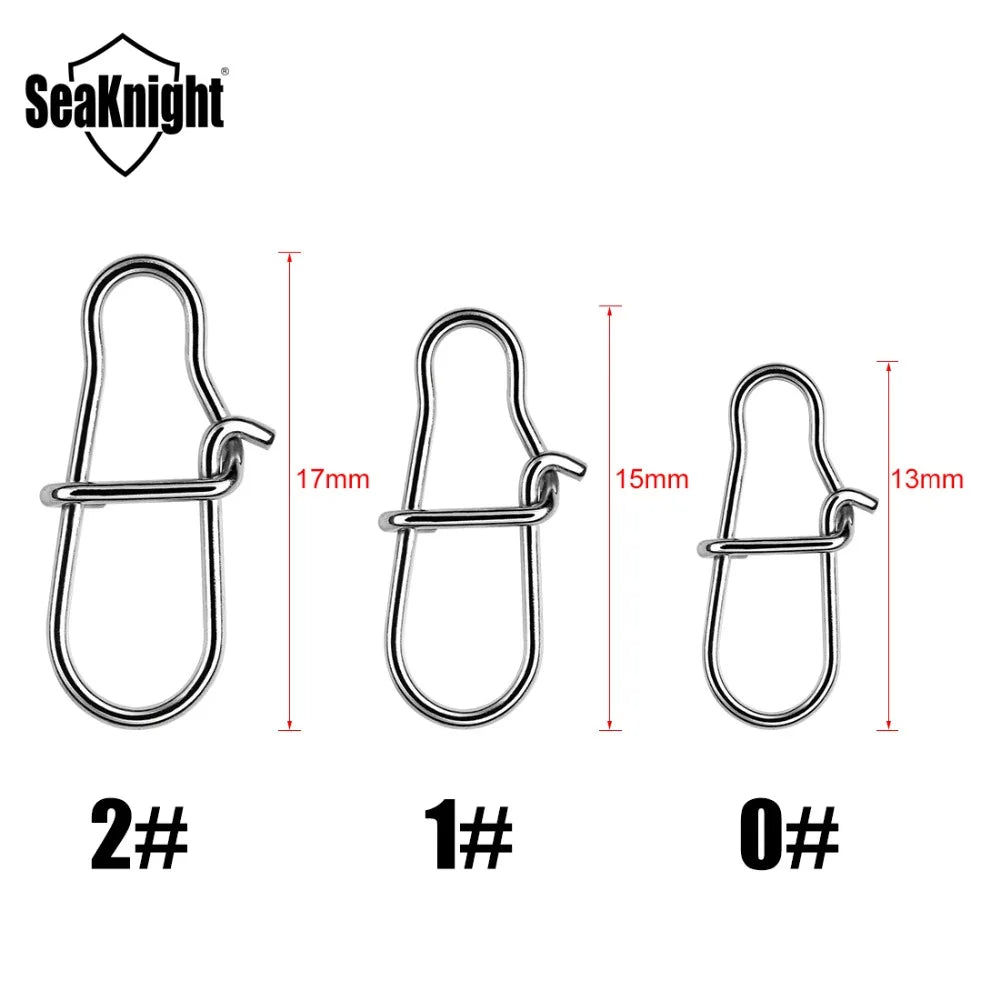 Connecteurs de Pêche SeaKnight 50 Pièces — Émerillons Inox & Mousquetons