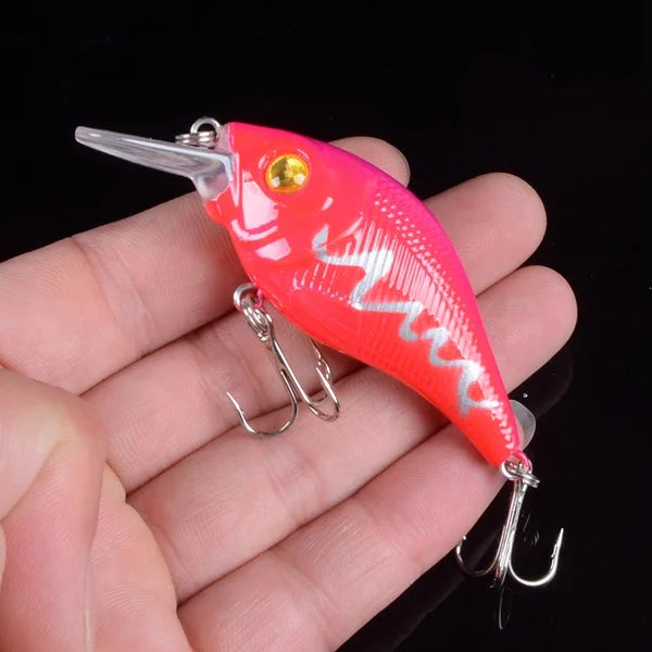 1 pièces 7.5 cm 10.2g dur VIB leurres pêche méné appât triple crochets coulant manivelle Wobblers matériel de pêche 3DEyes