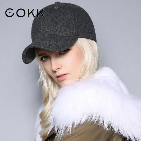 COKK - Unisex Wool Baseball Cap for Men and Women, Thick Warm Winter Hat