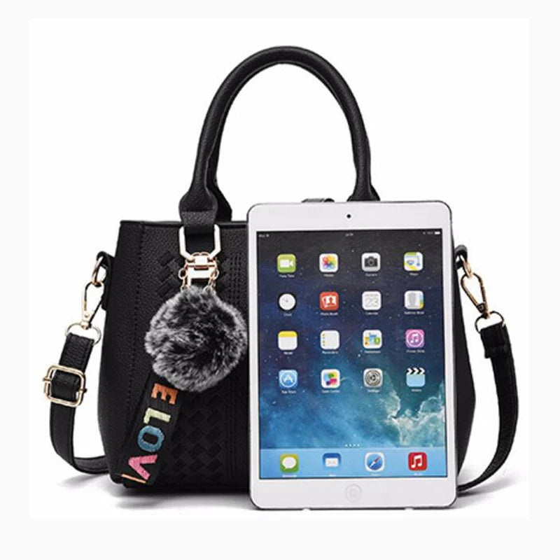Sacs de messager brodés femmes sacs à Main en cuir sacs pour femmes Sac à Main dames boule de cheveux Sac à Main