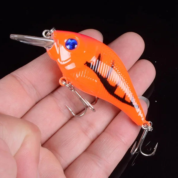 1 pièces 7.5 cm 10.2g dur VIB leurres pêche méné appât triple crochets coulant manivelle Wobblers matériel de pêche 3DEyes