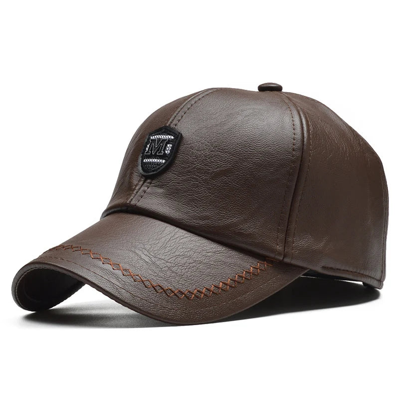 NORTHWOOD PU Leather Winter Baseball Cap Men Earmuffs Cap Male Snapback Hat High Quality Gorras Para Hombre Adjustable