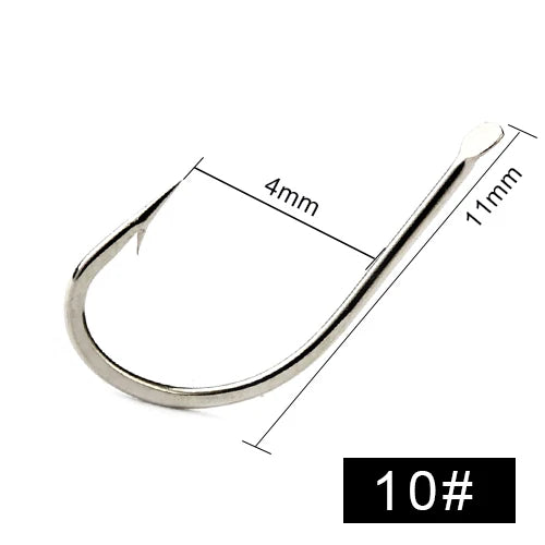Hameçons de pêche en Bronze et acier à haute teneur en carbone 421N, 100 pièces/lot # -10 #   Tête ronde plate de gabarit d'accessoires de pêche de carpe avec la pêche barbelée