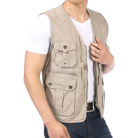 Gilet à col en V avec poches multifonctions pour hommes, gilets de loisirs pour hommes, gilets à chevrons, design décontracté, 4XL, printemps et automne