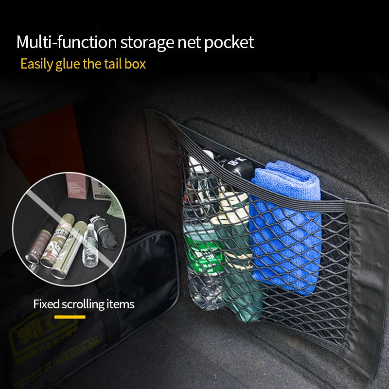 Car Trunk Storage Bag, Nylon Mesh Nets, Car Rear Trunk Organizer, Elastic String Luggage Net Holder, Pocket Vehicle Supplies