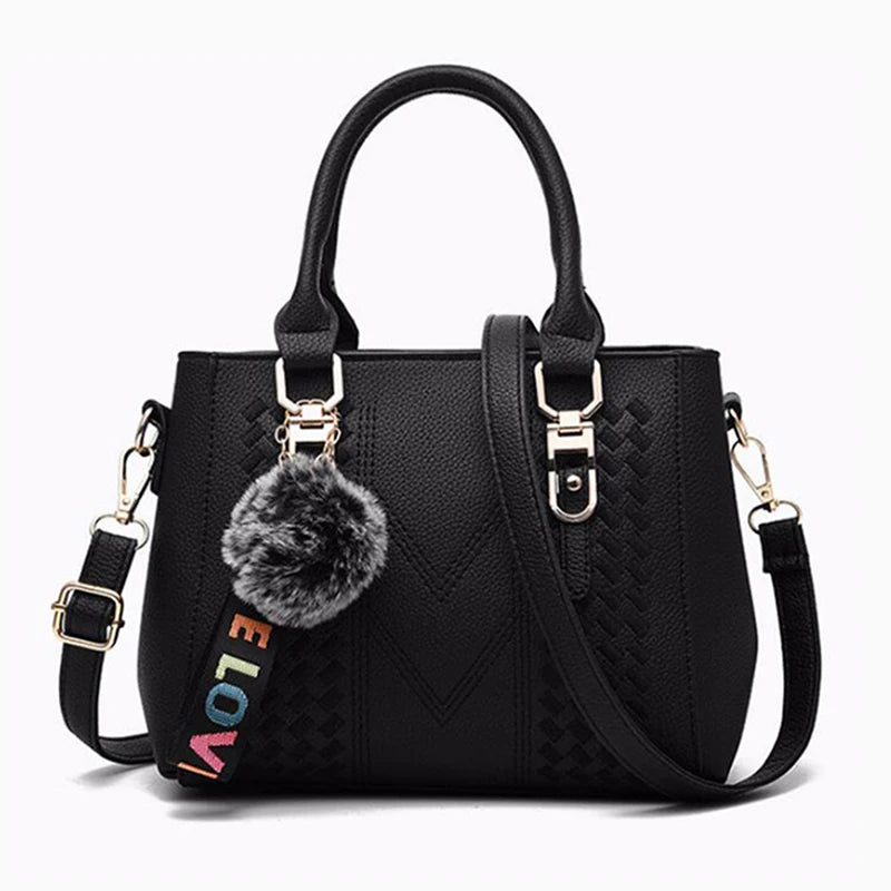 Sacs de messager brodés femmes sacs à Main en cuir sacs pour femmes Sac à Main dames boule de cheveux Sac à Main