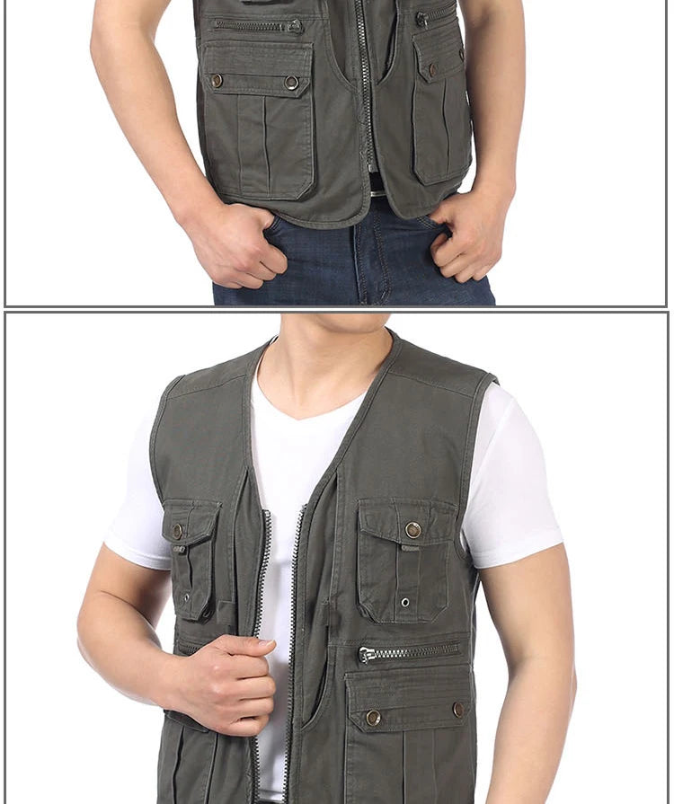 Gilet à col en V avec poches multifonctions pour hommes, gilets de loisirs pour hommes, gilets à chevrons, design décontracté, 4XL, printemps et automne