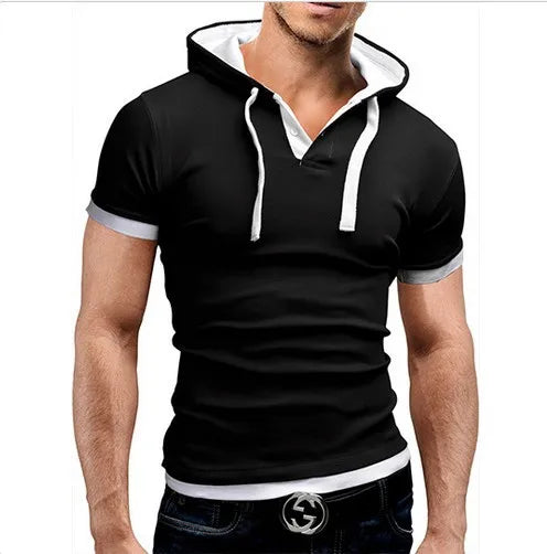 T-shirt Homme 2026 Été Slim Fitness à Capuche Manches Courtes – Camisa Masculina Sportswear T-Shirt Slim Homme 3XL