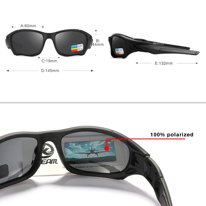 Lunettes de Soleil Sport Polarisées — Lentille Bouclier, Cadre Résistant, Plein Air, Unisexe