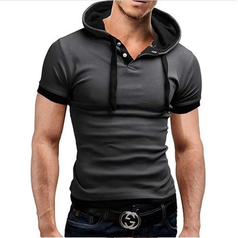 T-shirt Homme 2026 Été Slim Fitness à Capuche Manches Courtes – Camisa Masculina Sportswear T-Shirt Slim Homme 3XL
