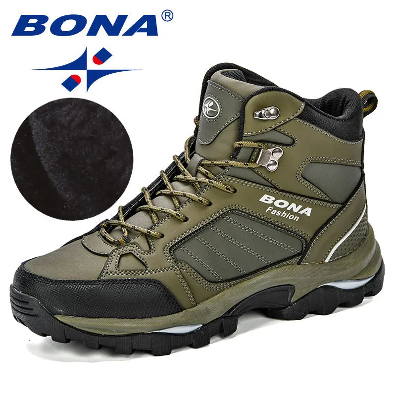 Bottes Homme Cuir Fourrées Anti-Dérapant — Chaussures Hiver Confortables