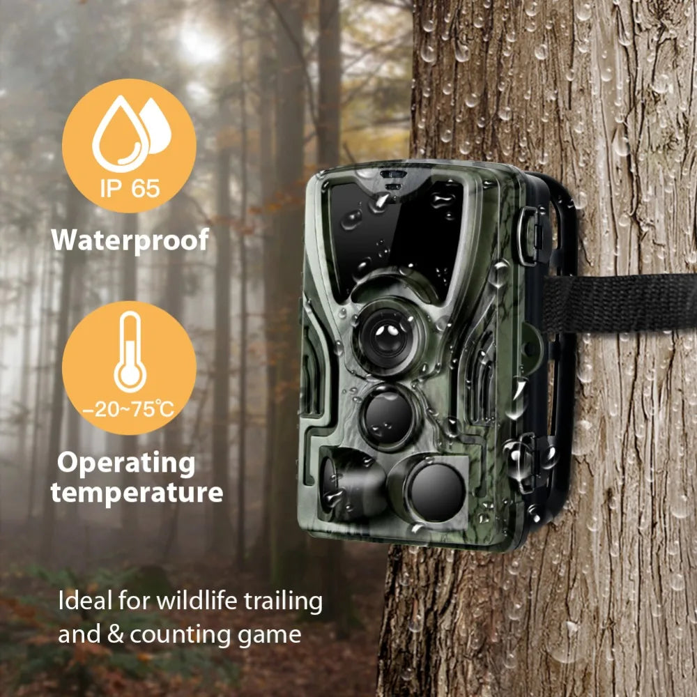 Caméra de chasse 16MP, vidéo 1080P, étanche, déclenchement 0,3s, HC801ALI avec batterie au lithium 5000mAh, piège photo de surveillance sauvage