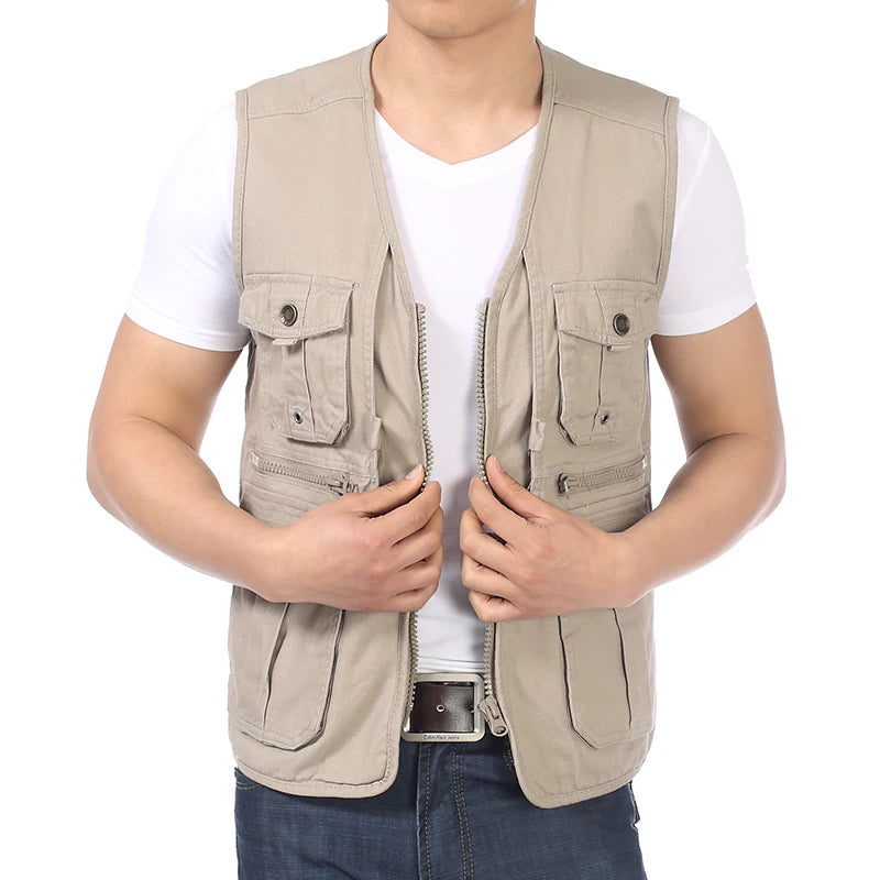 Gilet à col en V avec poches multifonctions pour hommes, gilets de loisirs pour hommes, gilets à chevrons, design décontracté, 4XL, printemps et automne