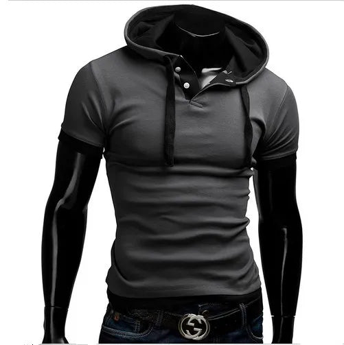 T-shirt Homme 2026 Été Slim Fitness à Capuche Manches Courtes – Camisa Masculina Sportswear T-Shirt Slim Homme 3XL