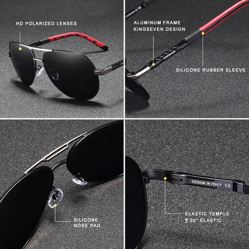 Lunettes de soleil homme vintage aluminium polarisées — classique, revêtement miroir, conduite