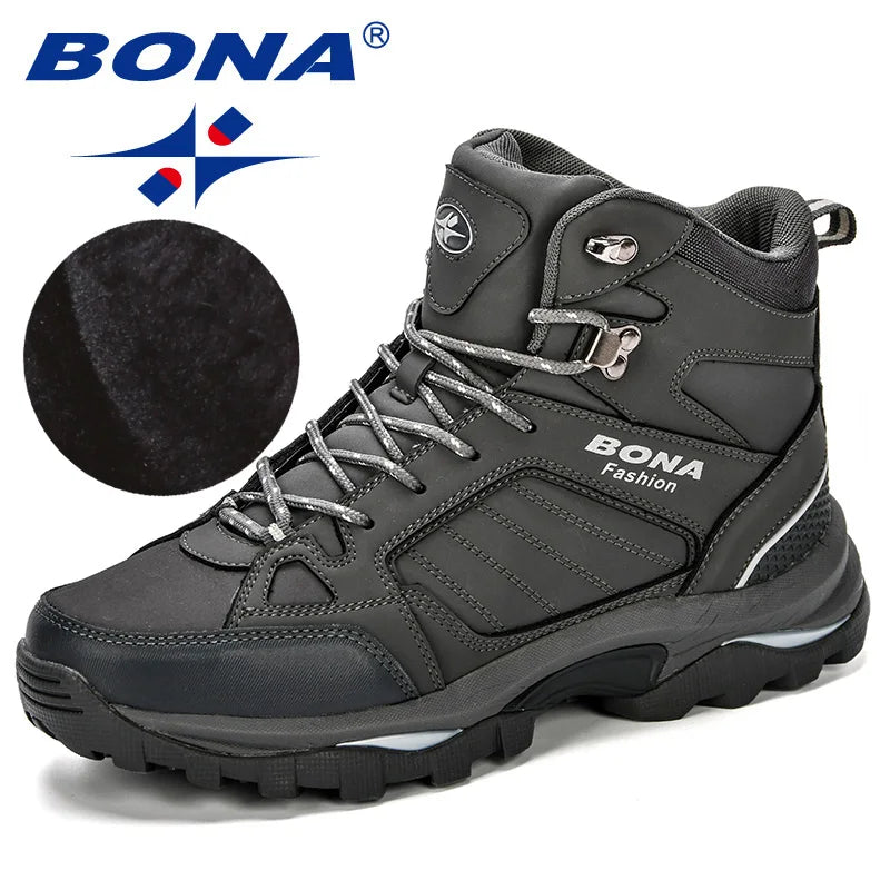Bottes Homme Cuir Fourrées Anti-Dérapant — Chaussures Hiver Confortables