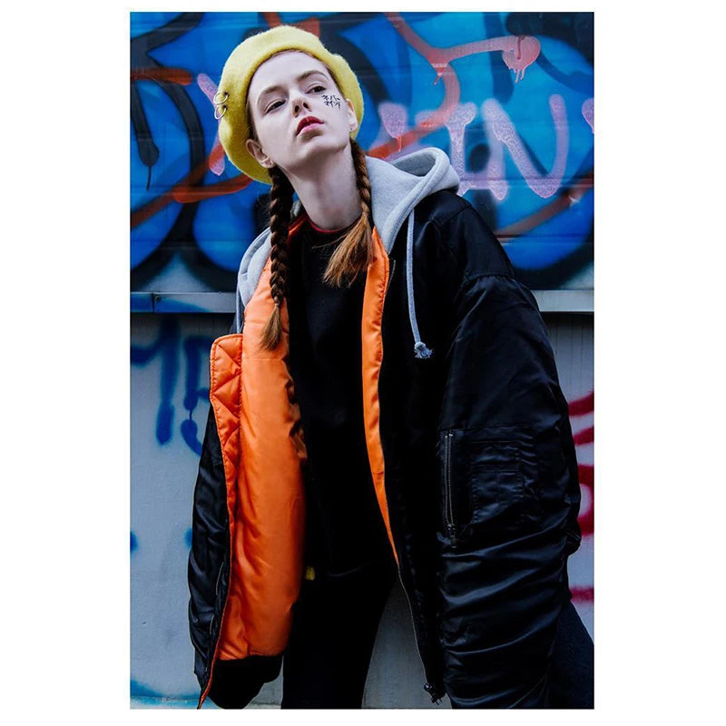 2025 hiver surdimensionné MA-1 avec capuche streetwear hip hop armée militaire manteaux vêtements bombardier vol air force pilote veste hommes