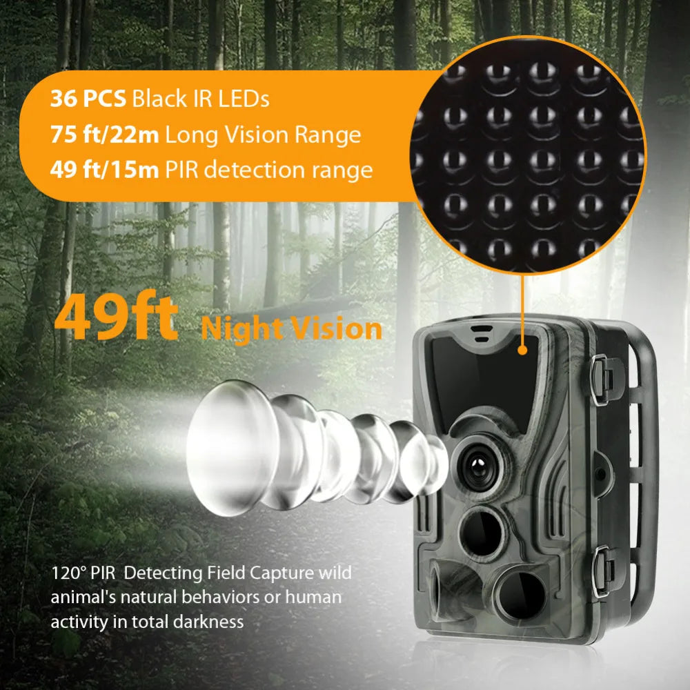 Caméra de chasse sans fil HC801A 20MP 1080P avec vision nocturne, étanche IP65, vitesse de déclenchement de 0,3s, pour la surveillance de la faune et les pièges photo