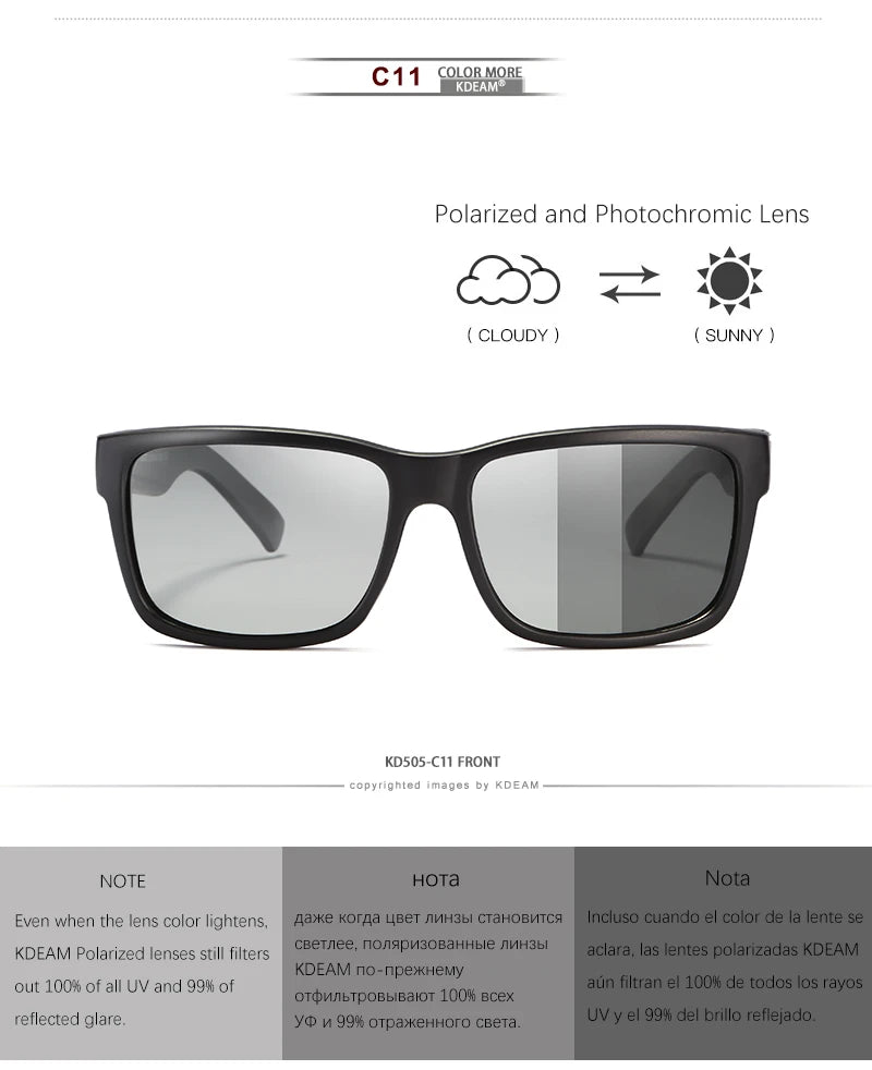 Lunettes de soleil sport polarisées — couleurs choquantes, conduite extérieur, photochromiques, avec boîte